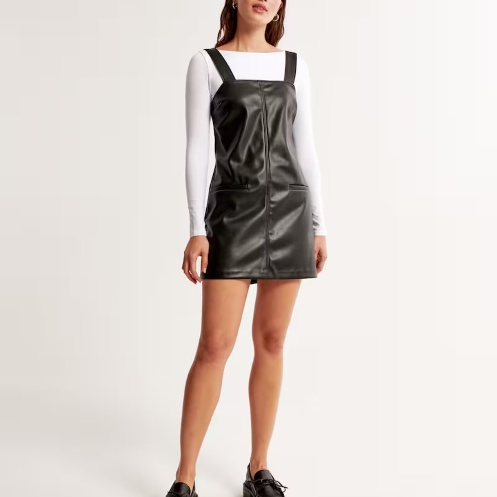 Faux Leather Shift Jumper Mini Dress XS NWT